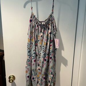 Joyspun Women's 2X Floral Sundress- Multicolor